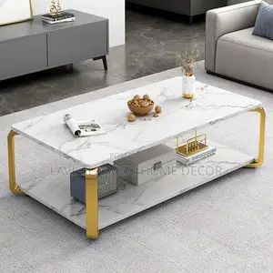 Modern Rectangular 2 Layer Marble Living Room Coffee Table