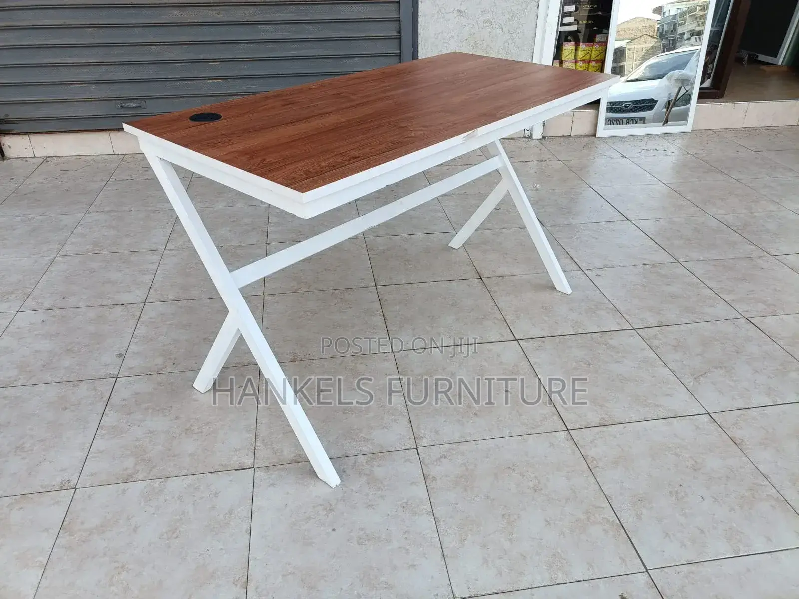 X Metallic Wooden Top Table
