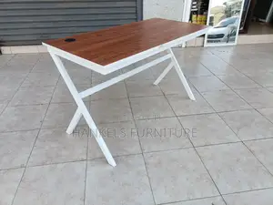 X Metallic Wooden Top Table