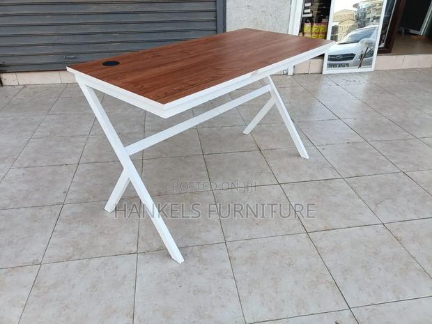 X Metallic Wooden Top Table