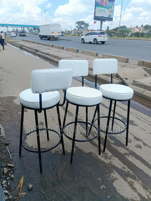 High Stools, or Kitchen Stools, Cream White and Black  - main view