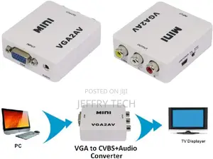 Tobo 1080p Vga to Av Rca Converter Pc to Tv Pal NTSC Adapte