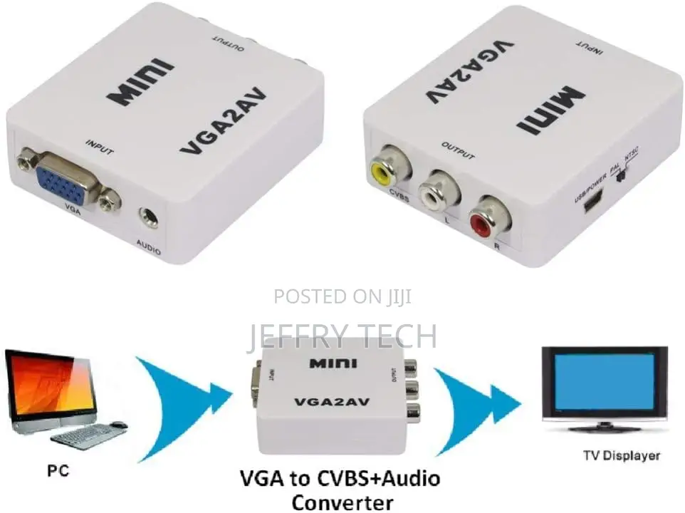Tobo 1080p Vga to Av Rca Converter Pc to Tv Pal NTSC Adapte