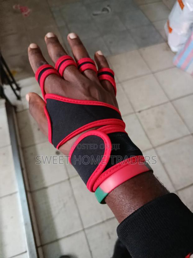 Open Half Gym Gloves* Red and Black - main view