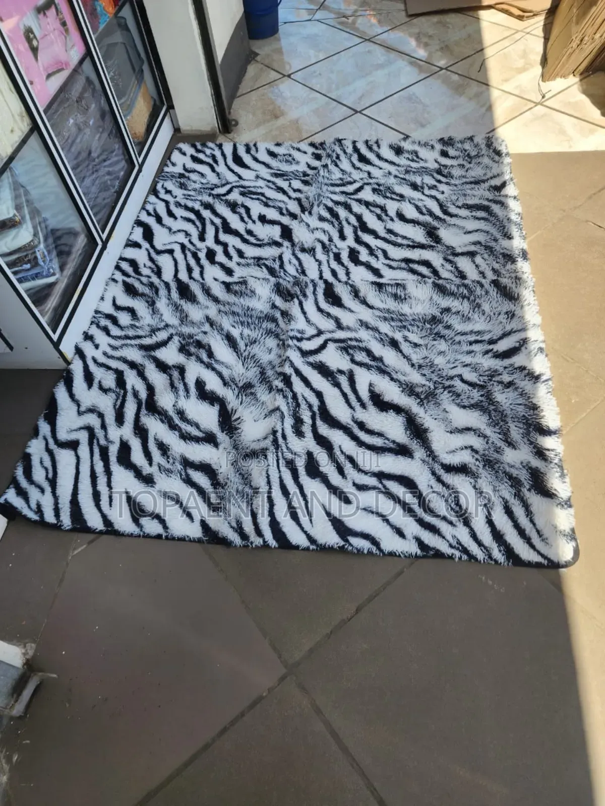 Zebra Looking Fluffy Carpet
