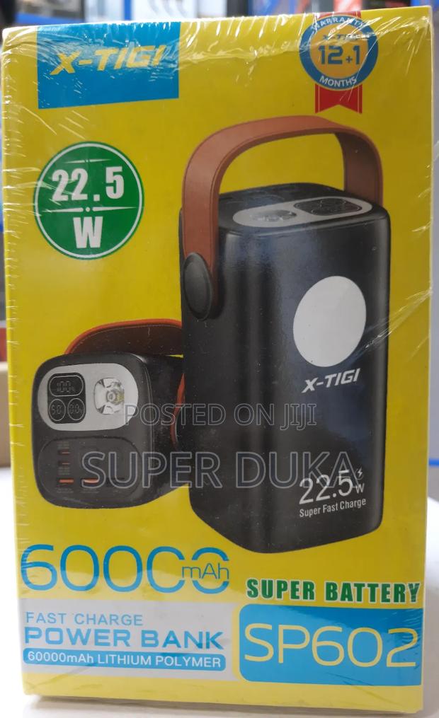 Power Bank.60,000 Mah.Sp602 X-Tigi 22.5w Fast Charge.+ Light