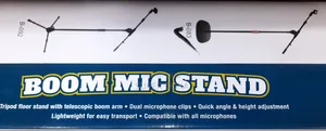 Boom Mic Stand.Telescopic Arm.Dual Mic Clip.Solid Base.