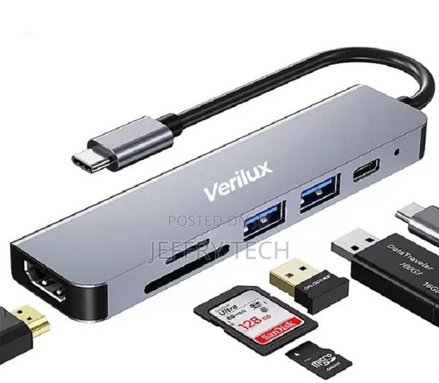 Usb C Hub, 6 in 1 Portable Aluminum Multiport Adapter With