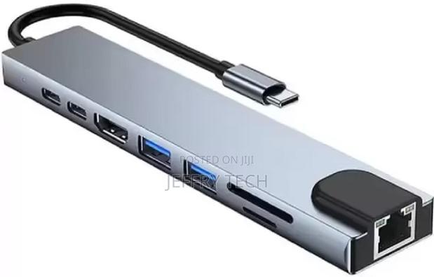 Type-C to HDTV 8 in 1 Rj+Tf+/Sd+Hdtv+Usb3.0,3.2+Type-C+Pd 8i