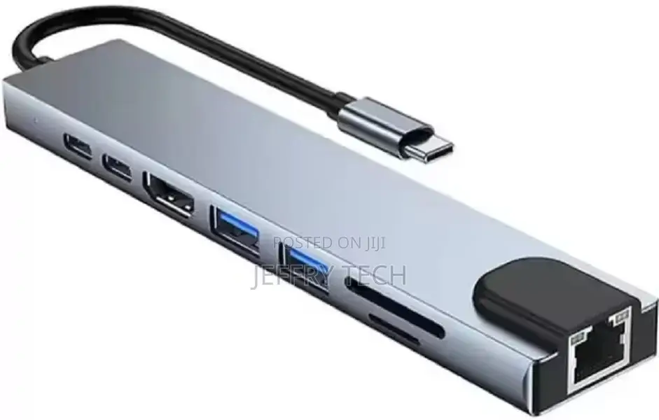 Type-C to HDTV 8 in 1 Rj+Tf+/Sd+Hdtv+Usb3.0,3.2+Type-C+Pd 8i