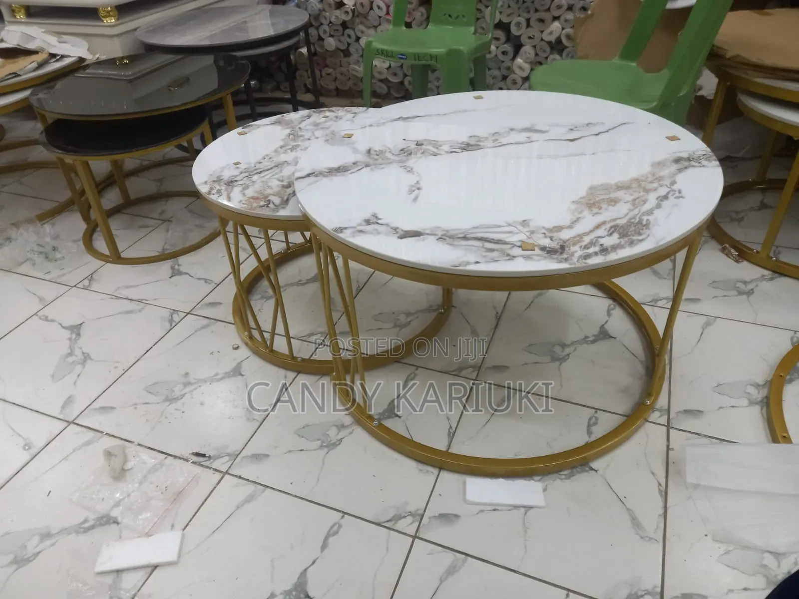 Pure Marble Nesting Stools With Fold Legs