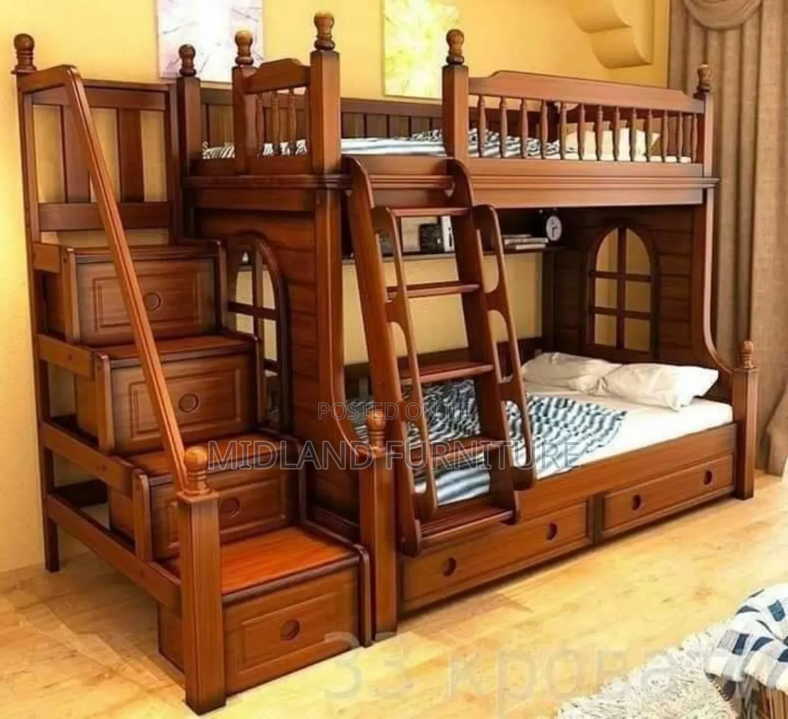Wooden Modern Double Decker Bunker Beds