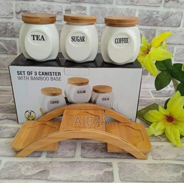 *Round 3pcs Canisters Sets With Bamboo Stand - thumbnail 2