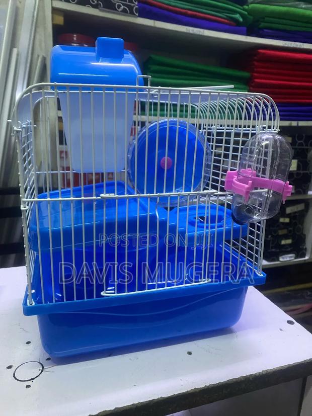 Double Deck Hamster Cage With Hamster Wheel - Blue Colour - main view