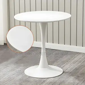 Dining Tables:Tulip Metal Base Round White Dining Table