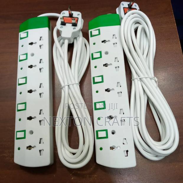 5 Way Power Extension Cable White