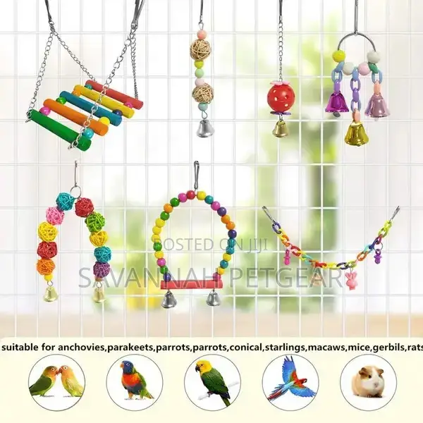 12pack Parrot Chew Set Colorful Rattan Hanging Bird Toys