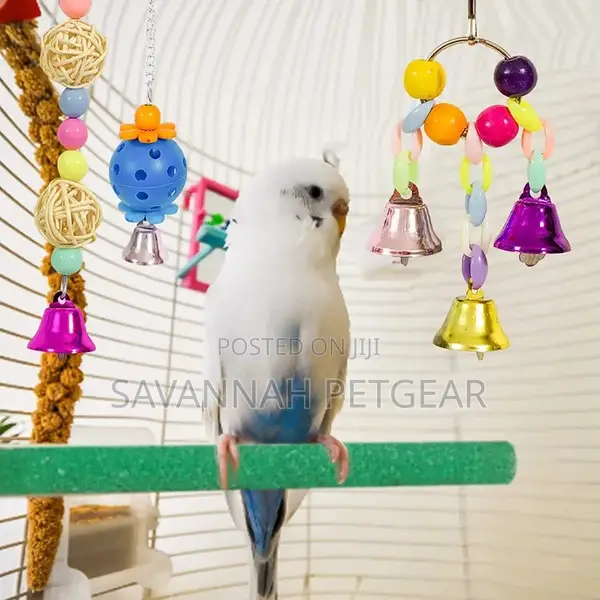 Colorful Rattan Hanging Bell Chain Bird 12pack Parrot Toys