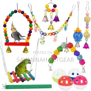 Colorful Rattan Hanging Bell Chain Bird 12pack Parrot Toys
