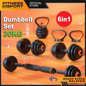 30kg Dumbell Barbell Orange Black Set - thumbnail 2