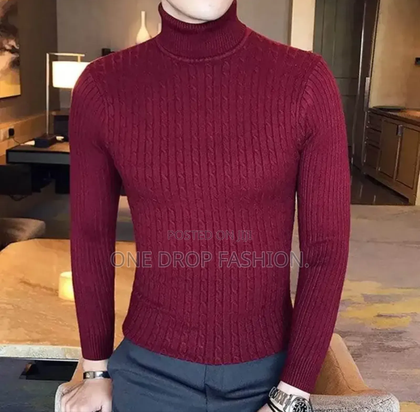 Navy Blue/Wine Red Turtle Necks