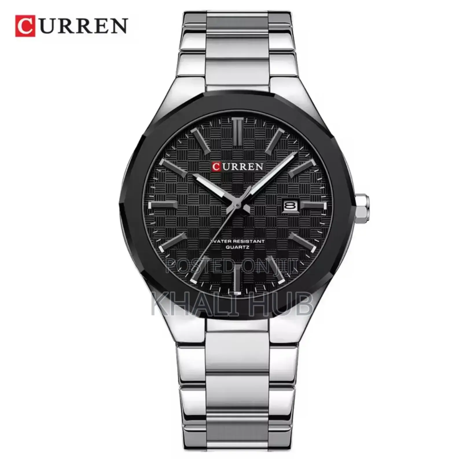 Curren Silver Black Male Watch~ Kingly Curren Watch No. 8476