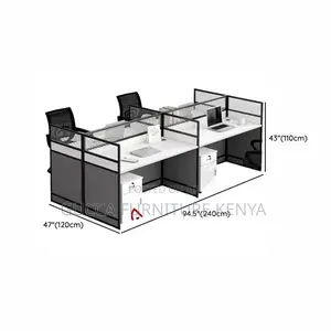 Workstations:4-Way Modern Modular White Office Workstation