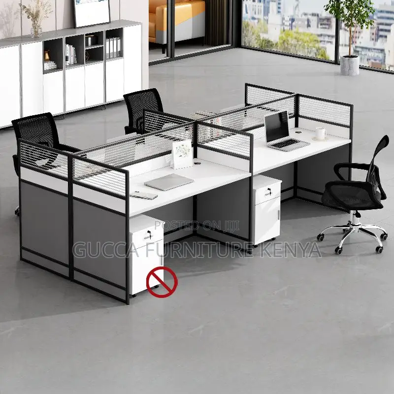 Workstations:4-Way Modern Modular White Office Workstation
