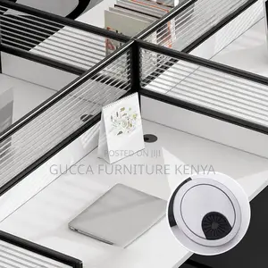 Workstations:4-Way Modern Modular White Office Workstation