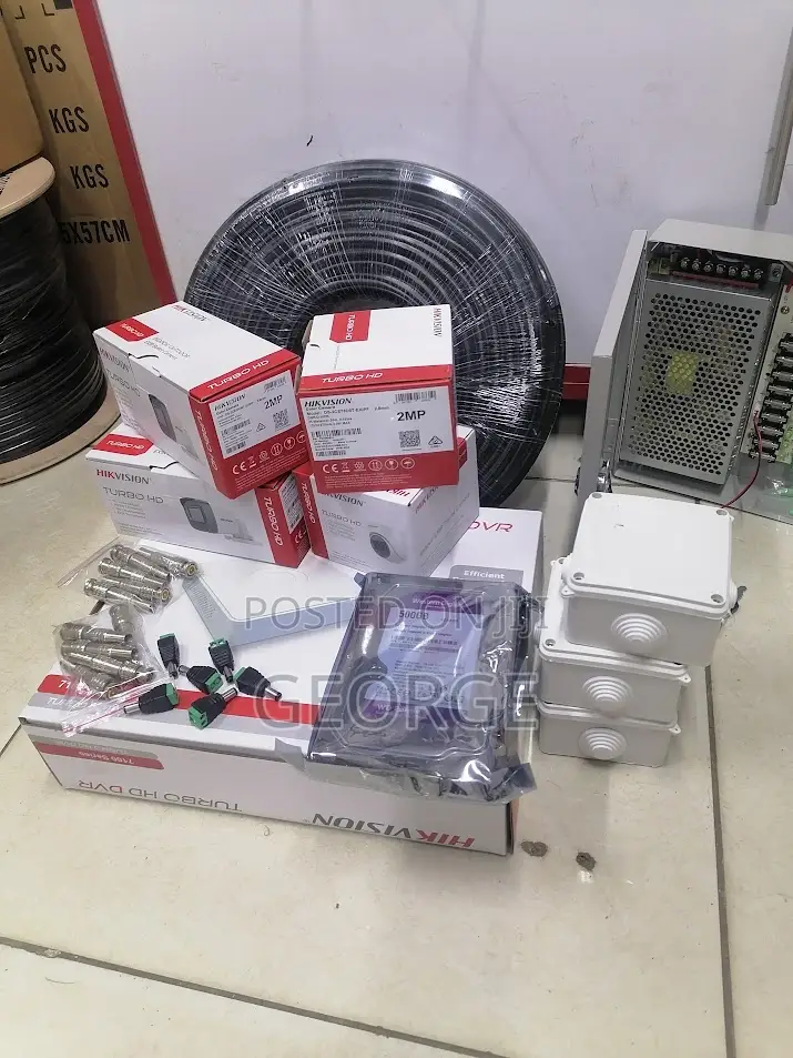 Hikvision4 Set Cameras 1080p 2mp Complete Set Up 4 Pieces