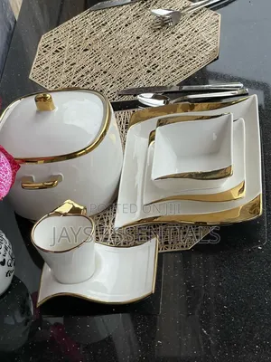36pc White Gold Dinner Set