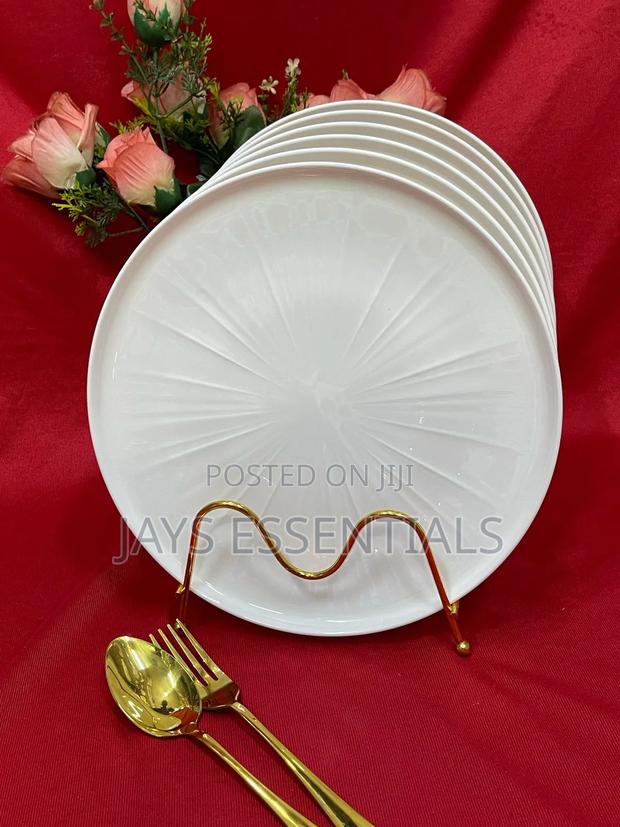6pc White Dinner Round Plates - main view