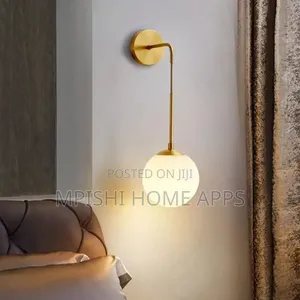 Glass Globe Wall Light - Golden