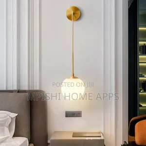 Glass Globe Wall Light - Golden