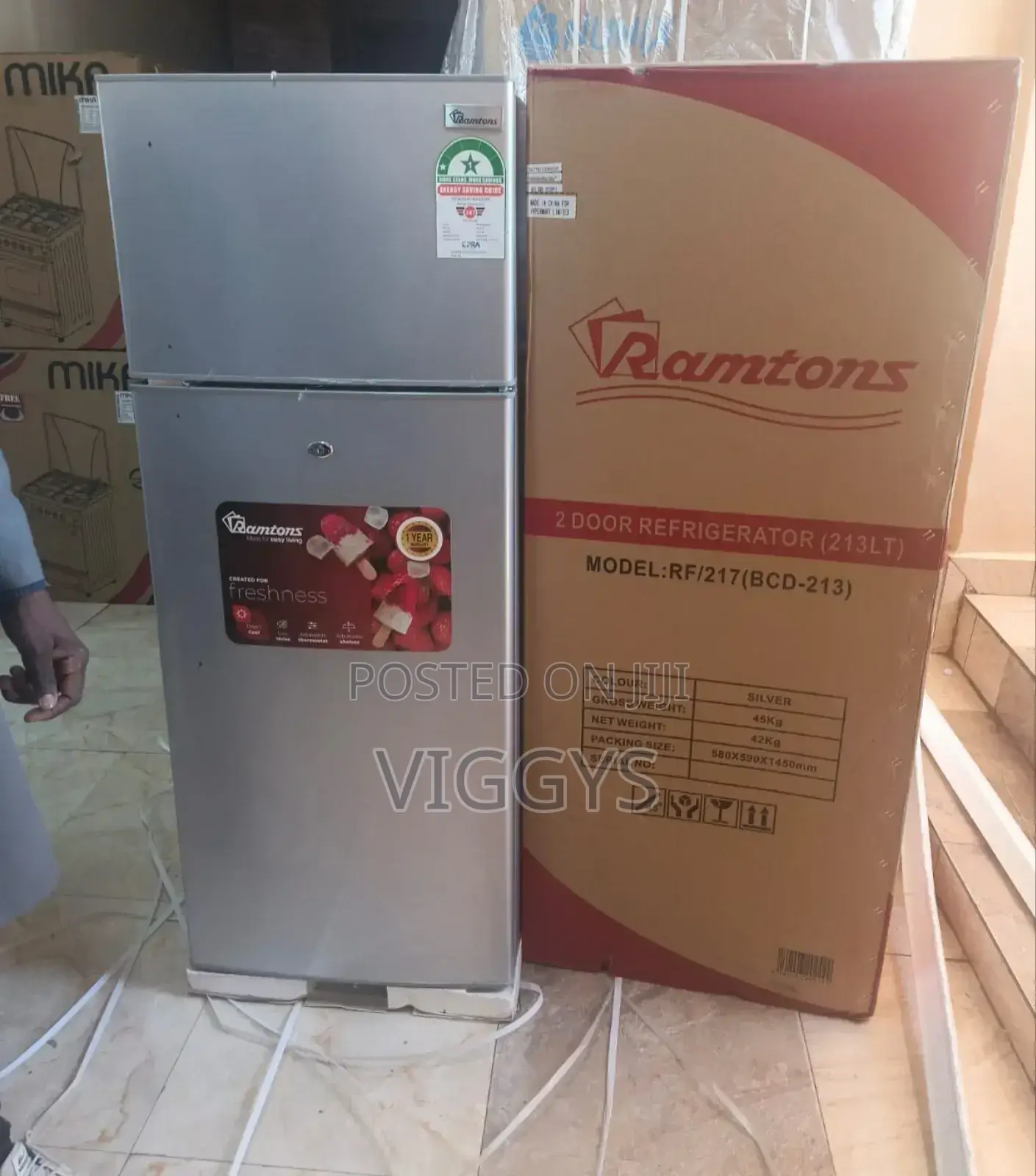 Ramtons 2 Door Direct Cool Fridge - 213 Liters - Silver