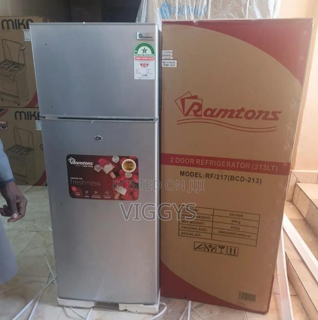 Ramtons Double Door Fridge - 213 Liters - Silver With Handle - main view