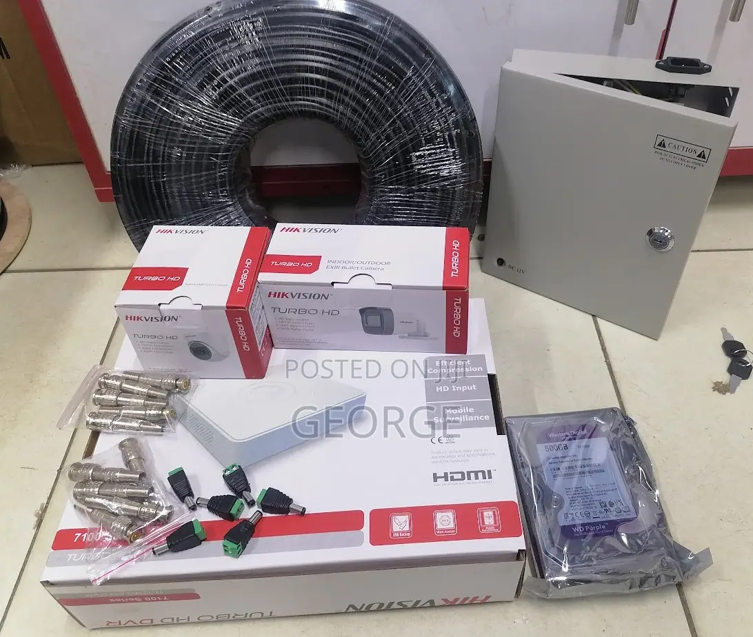 2 Hikvision 1080p Full Hd CCTV Cameras Complete Kit