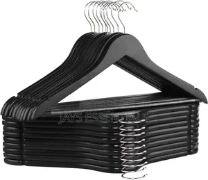 10pc Black Wooden Hangers