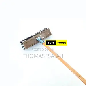 Hard Brush Stiff Bristle Push Broom With Metal Joint Handle