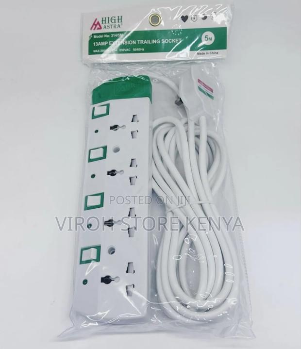 High Astra Power Socket Extension Cable 5 Metres 5 Ports