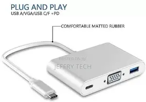 Ruhza Usb-C to Vga Adapter Type C 3-in-1 Dock With