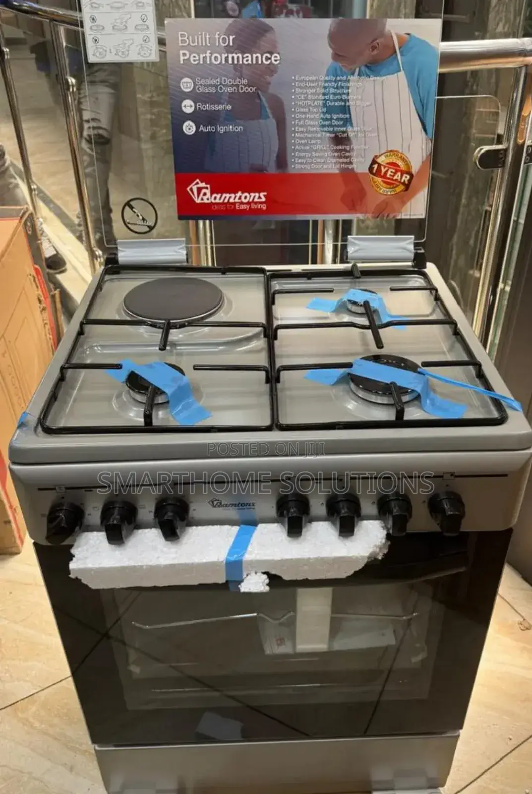 Ramtons 3g+1e 60x55 Silver Cooker - Rc/706 Rm/C
