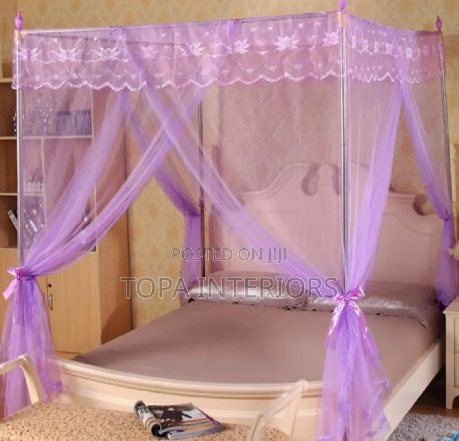 Organized Bedroom Four Stand Mosquito Nets With Four Stands