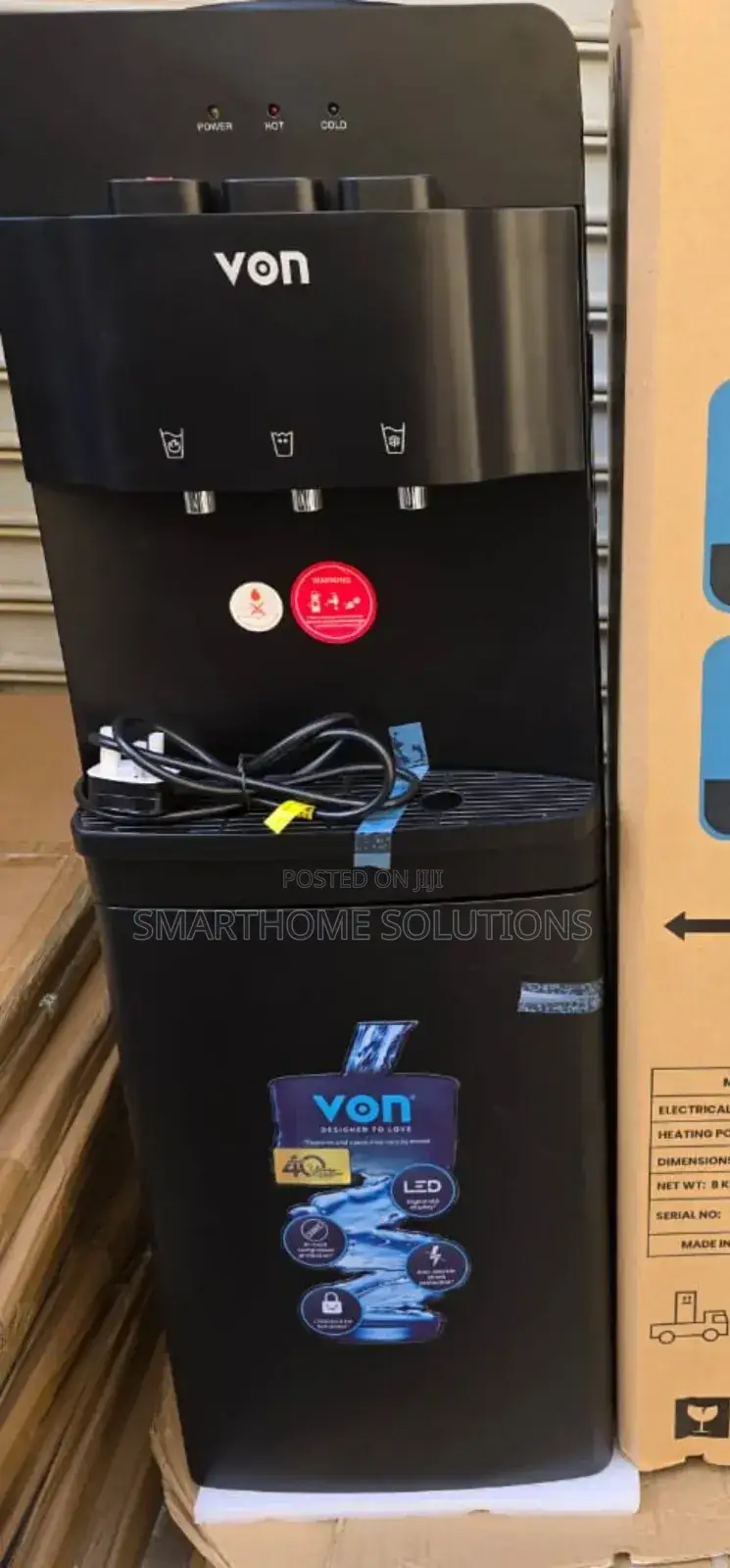 Black Von Hot ,Normal and Cold 3 Taps Water Dispenser Vn-3