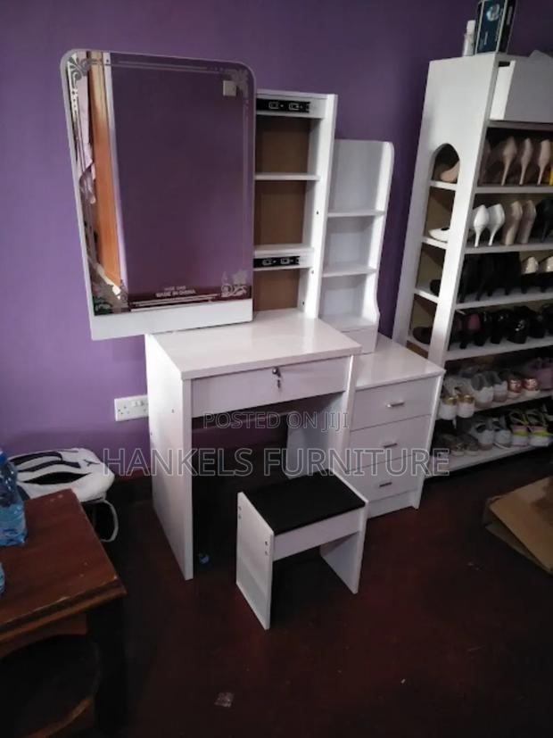 White Black Stool Dressing Table - main view
