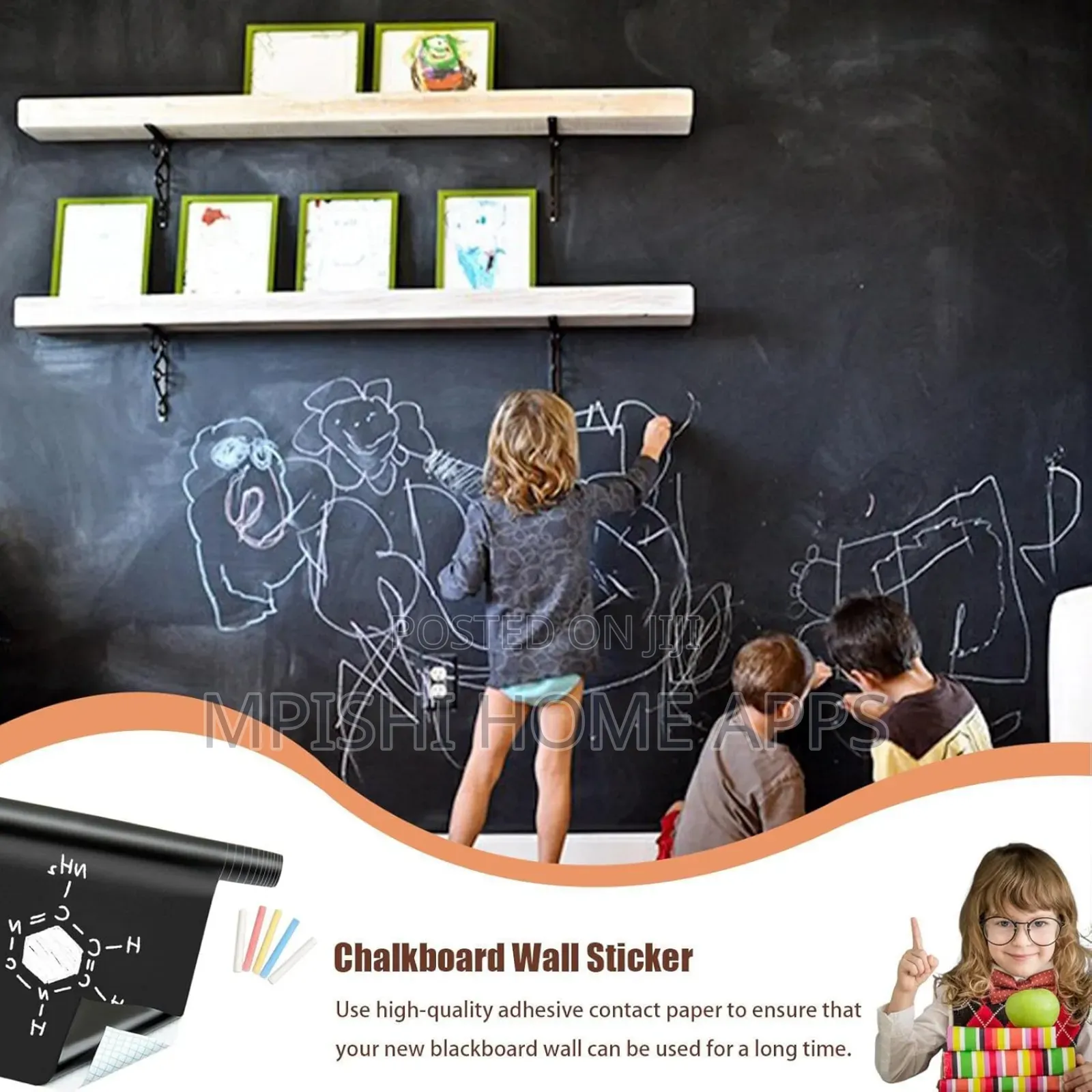 Adhesive Chalkboard Wall Sticker 45×200cm