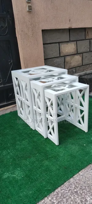 Stools Nest With Glass Top/ End Table Stool
