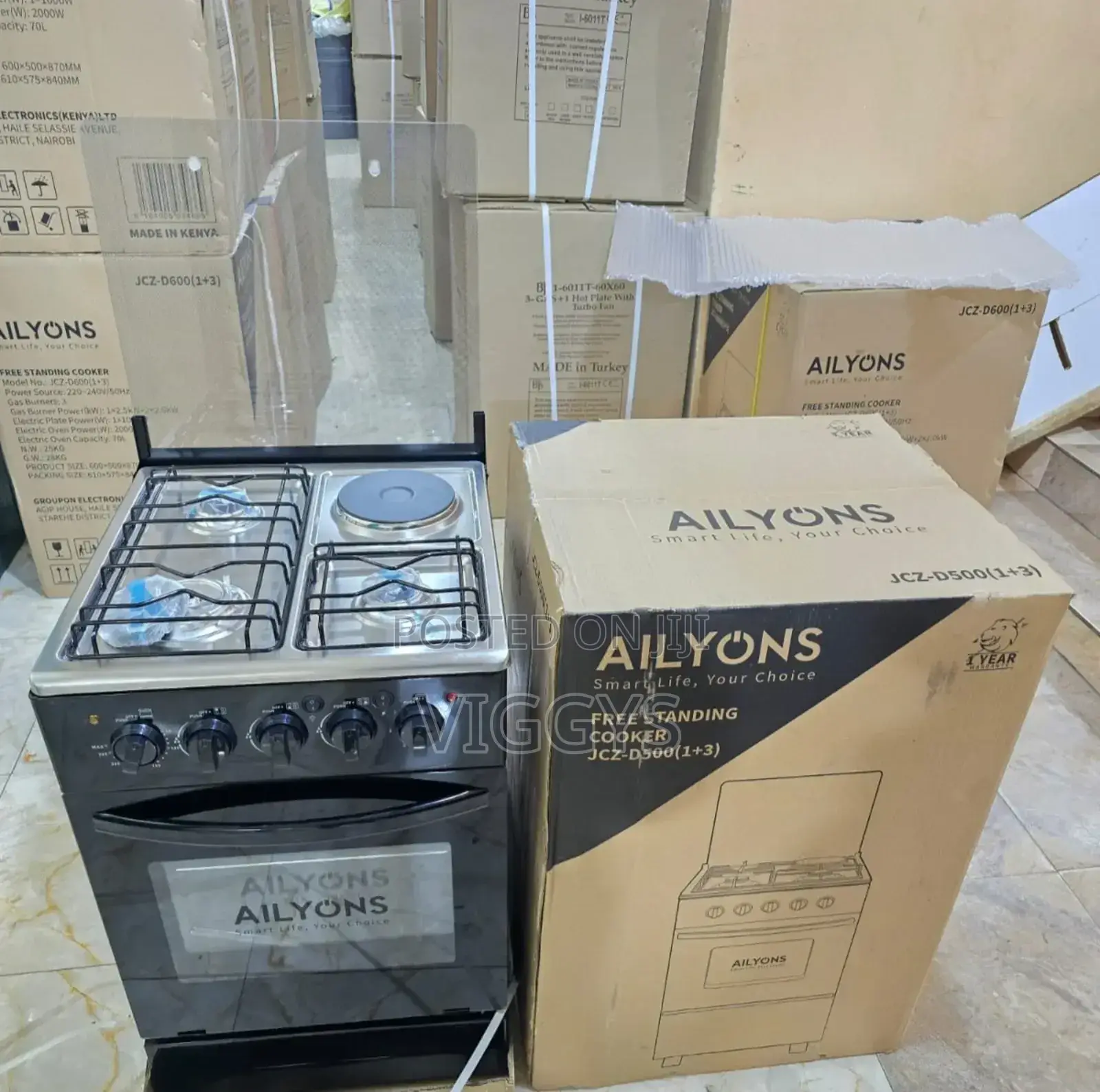 50 by 55 Ailyons 3+1 Standing Cooker With Electric Oven N.