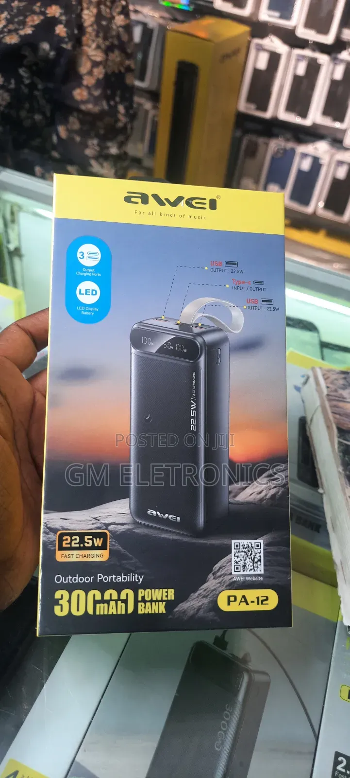 Awei Pa-12 Fast Charging 22.5w 30000mah Power Bank.