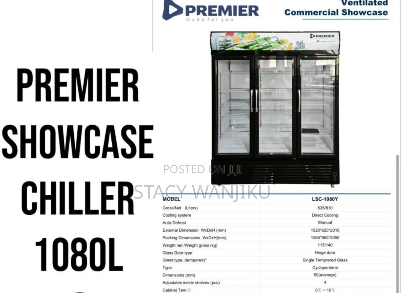 1080l Show Case Chiller/ Chiller Display Machine